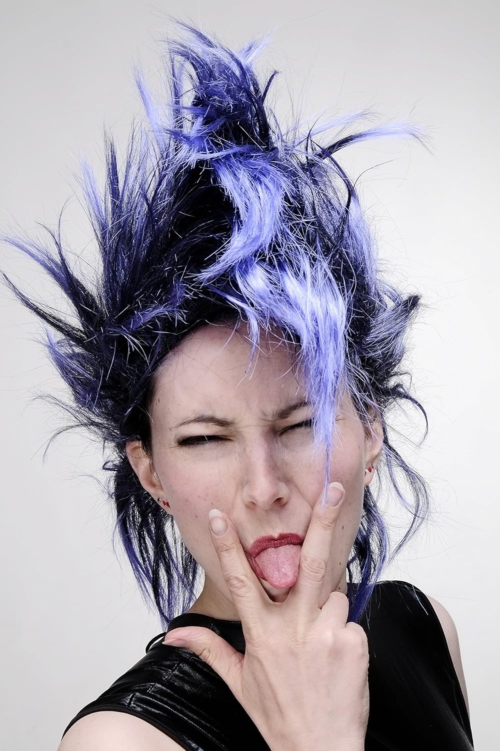 WIG ME UP - Party/Fancy Dress/Halloween Wig Mohawk 80ies Wave Glam Punk Black & Blue, Black-blue-violet (P103PC10), 103 pieces (1 pack) - Image 4