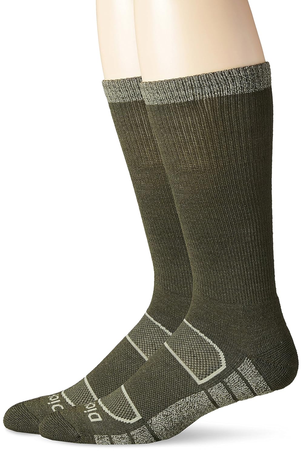Dickies Men's All Season Merino Wool Light Cushion Crew Socks, Moss, 1013/612 (Pack of 2