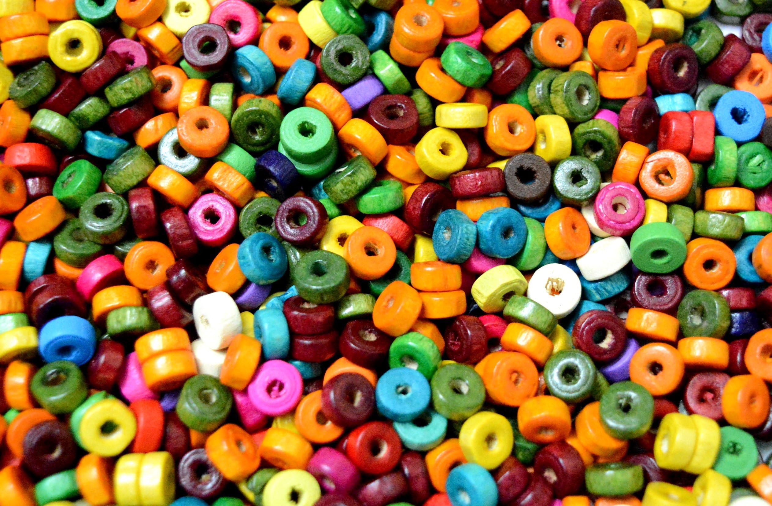 udhayam Wooden Flat Beads (Multicolour)