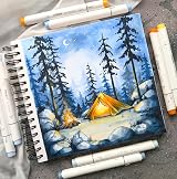 Ohuhu Square Sketchbook 8.3x8.3 in Double-Sided Bleedproof 60 Sheets 150gsm view 9