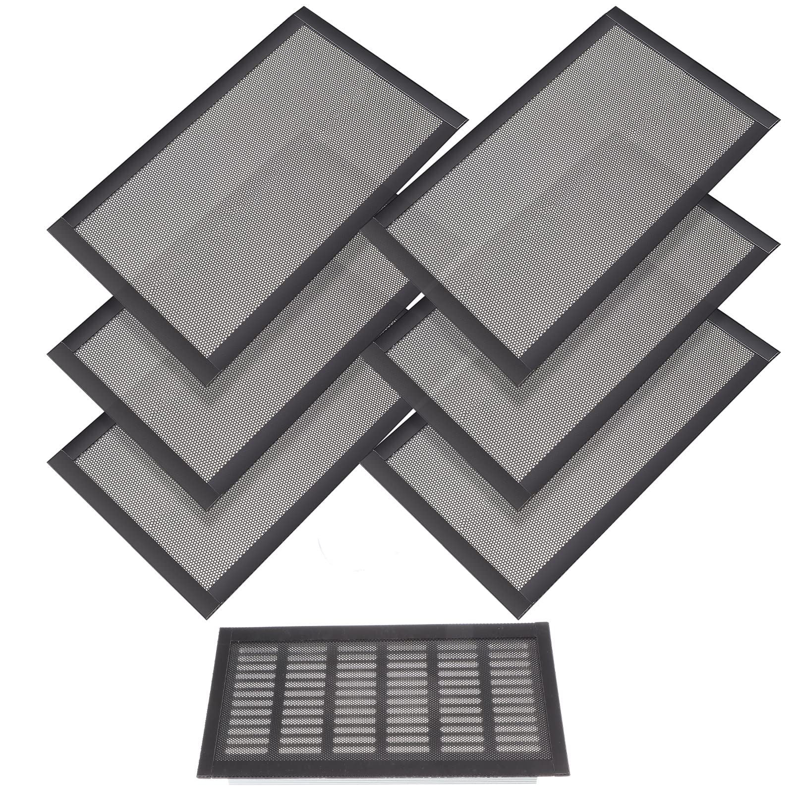Photo 1 of Floor Vent Covers Rectangle Air Vent Screen Cover Magnetic PVC Vent Mesh Floor Register Cover Plastic Vent Screen for Wall Ceiling Floor Catch Debris Hair Insect (Black, 8 x 14 Inch)