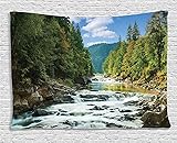 Ambesonne Nature Tapestry, Mountain River Along