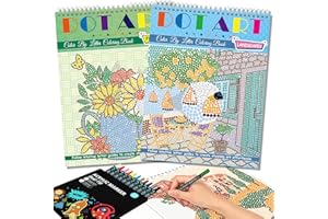 Kalysky 2 Pack Dot Art for Adults Coloring Book, Includes 12 Acrylic Markers 2 Books, Landscapes & Floral Themes -Meditations