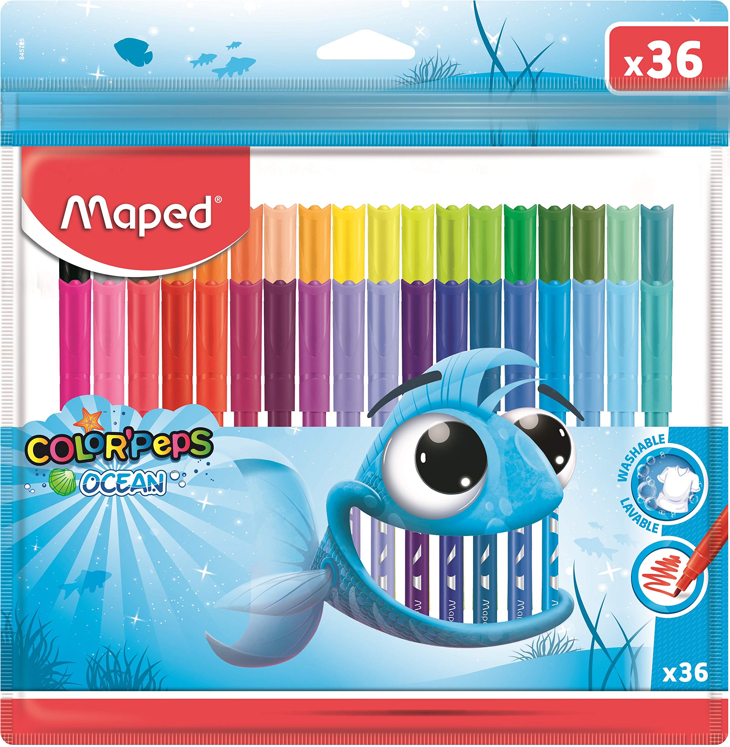 Maped Pack of 36 Washable Felt-Tip Pens with Zip