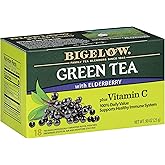 Bigelow Tea Green Tea Elderberry plus Vitamin C, Caffeinated, 18 Total Tea Bags (Pack of 1)