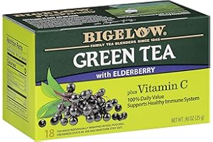Bigelow Tea Green Tea Elderberry plus Vitamin C, Caffeinated, 18 Total Tea Bags (Pack of 1)