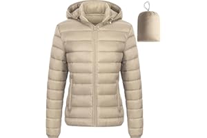 Chrisuno Women's Lightweight Short Puffer Jacket Packable Quilt Warm Winter Coat with Removable Hood
