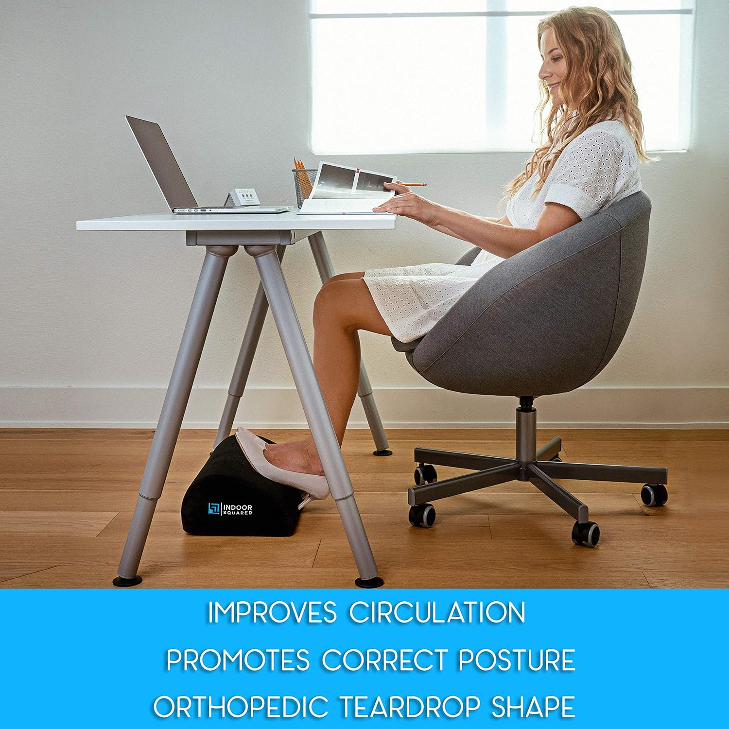 Under The Desk Foot Rest – Office Ergonomic Foot Rest Cushion for Under Desk with Orthopedic Teardrop Design for Long Work and Gaming - Computer Desk Footrest Pillow and Rocker : Office Products