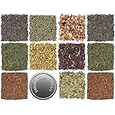 Loose Leaf Tea Sampler Create Your Own Tea Blend Starter Kit w/Sencha, Rooibos, China Black, & Ginger, Lavender, Rose, Lemongrass, Hibiscus Spices