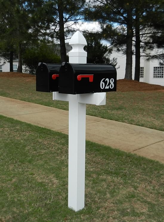 Charlotte Duplex Vinyl / PVC Mailbox Post White (Includes Two