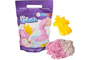 Kinetic Sand Splash, 1.5lb White-Pink Color-Change Play Sand & Character Mold, Resealable Bag, Sensory Toys, Holiday Gifts & Stocking Stuffers for Kids Ages 3 and up