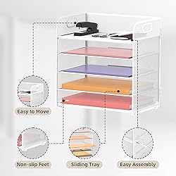 2 Pack 5-Tier White Desk Organizer with Handle Mesh