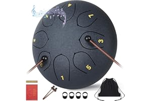 ISQTHALPSYGEN Steel Tongue Drum 6 Inch 8 Note Music Percussion Instrument Outdoor Rain Drum Musician Gift for Family and Friends