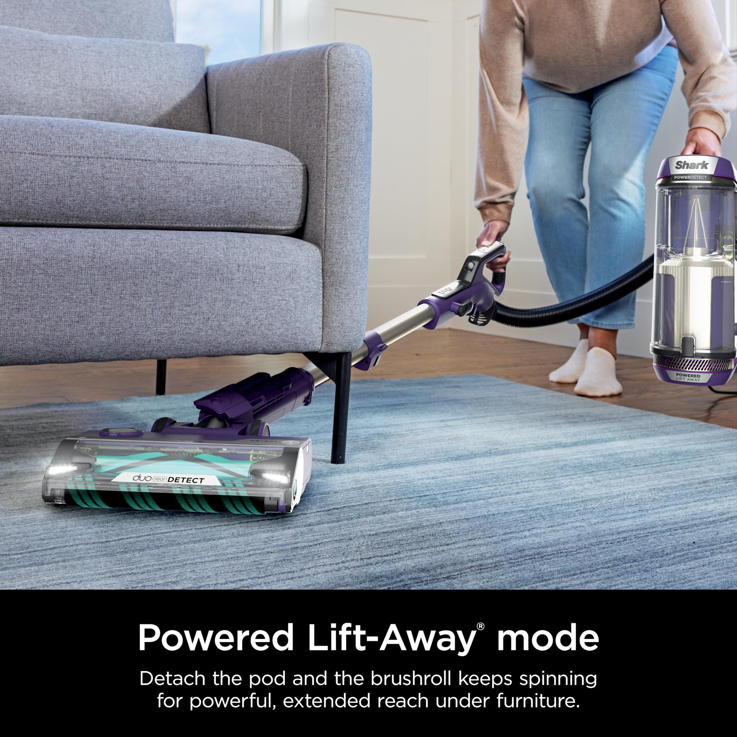 Shark POWERDETECT Upright Vacuum Cleaner with HEPA Filter, Heavy Duty Vacuum with Powerful Suction for Pet Hair Pickup, DuoClean Technology, Powered Lift-Away, Ideal for Carpets & Hardfloors, AZ4002