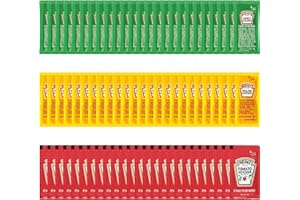 SNACKATHON Condiment Packets On the Go, Ketchup, Mustard, Relish, 25 Packets Each, 75 Total