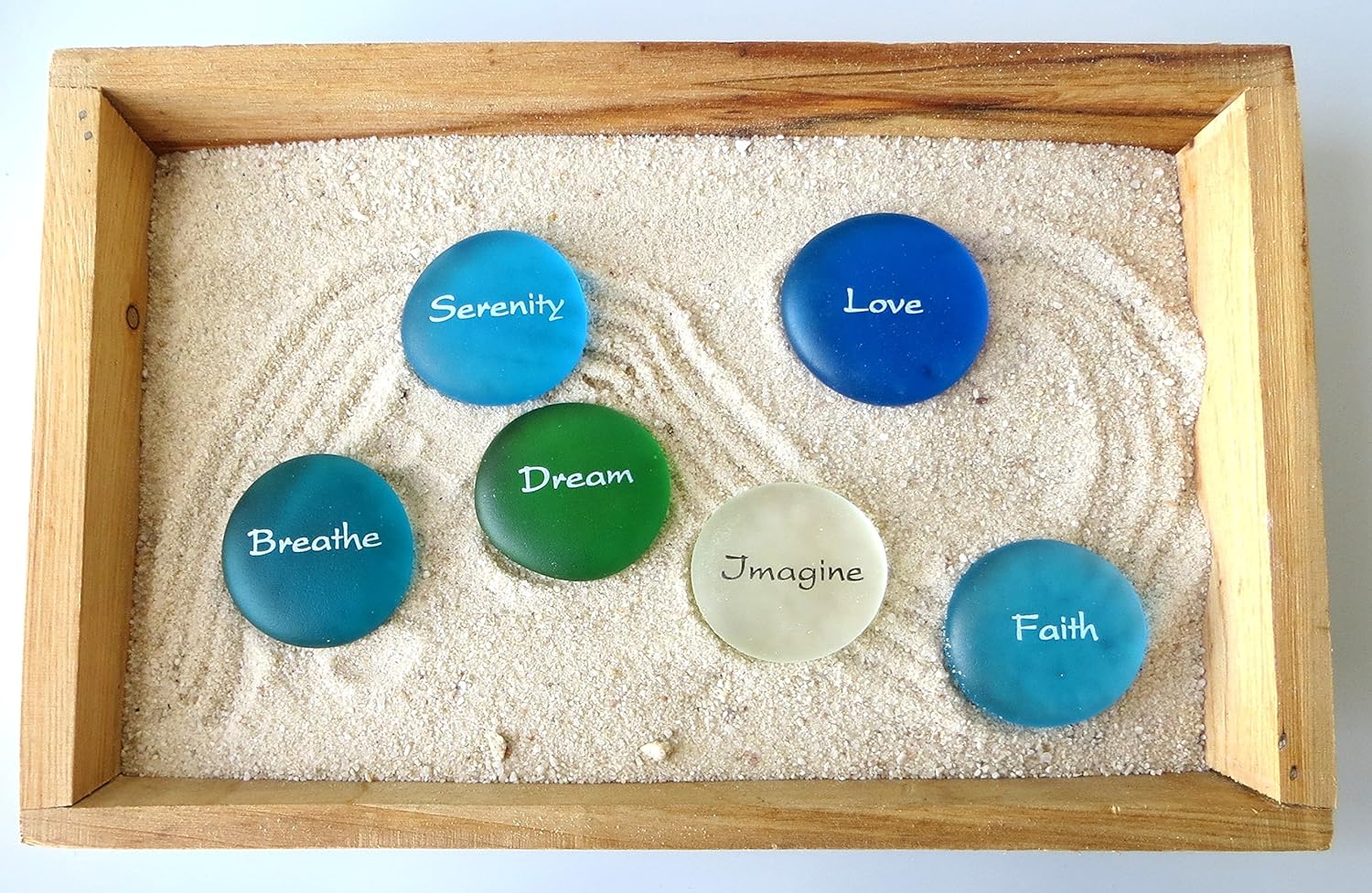 Lifeforce Glass The Mermaid's Message, 24 Frosted Inspirational Sea Glass Stones, Assorted, Two Each of Twelve Inspiring Words in Beach Colors: Home & Kitchen
