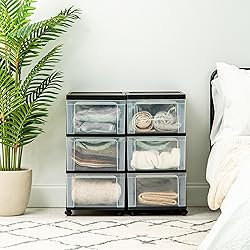 IRIS USA Plastic 3-Drawer Storage Organizer Rolling