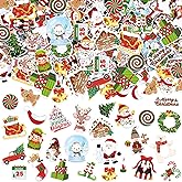 JULBEAR Christmas Foam Sticker, 300Pcs Winter Bulk Colorful Printing Self-Adhesive Campus Themed Foam Stickers for Kids Christmas Party Favors DIY Crafts Holiday Classroom Decorations