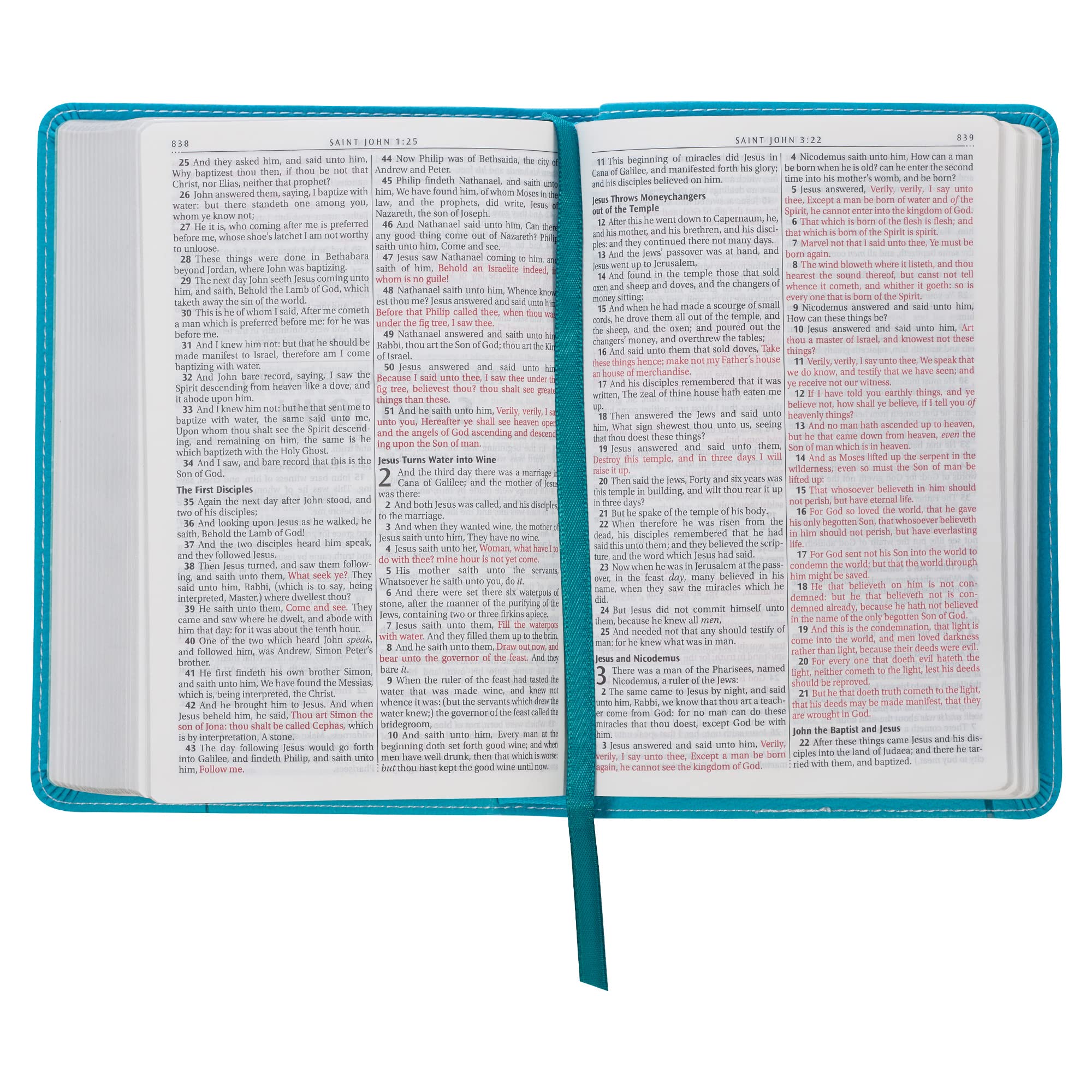 KJV Holy Bible, Compact Faux Leather Red Letter Edition - Ribbon Marker, King James Version, Turquoise (KJV Compact Editions) KJV Holy Bible, Compact Faux Leather Red Letter Edition - Ribbon Marker, King James Version, Turquoise (KJV Compact Editions) Imitation Leather
