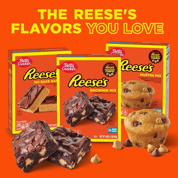 BETTY CROCKER REESE’S PEANUT BUTTER NO BAKE BARS MIX WITH HERSHEY’S MILK CHOCOLATE FROSTING, 17.3 OZ