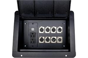 MCSPROAUDIO Pro Audio Recessed Stage Floor Box with Passthrough Connectors (with 110v, 5 Female 3 Pin XLR, 1 Male XLR, HDMI, Ethernet RJ45)