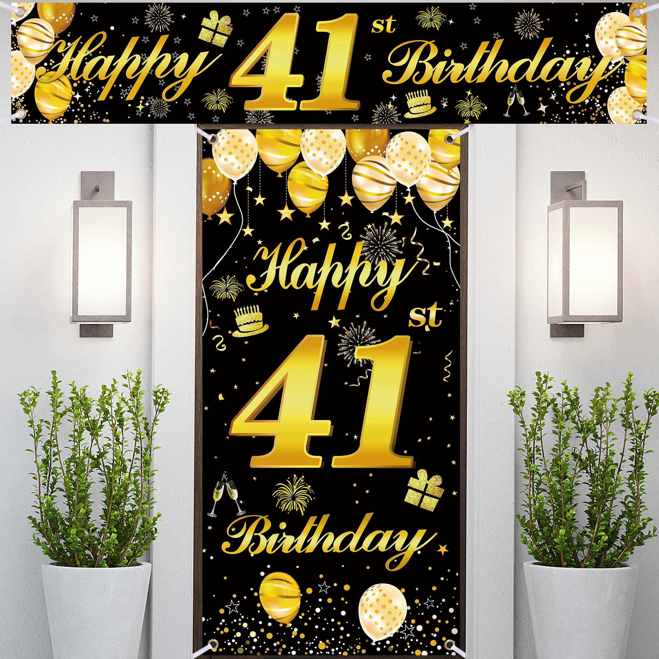 41st Happy Birthday Door Banner IMISI Birthday Decorations Birthday Backdrop Decorations for a Party
