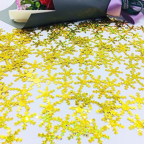 Amazon Com Glitter Gold Snowflakes Confetti For Winter Wonderland