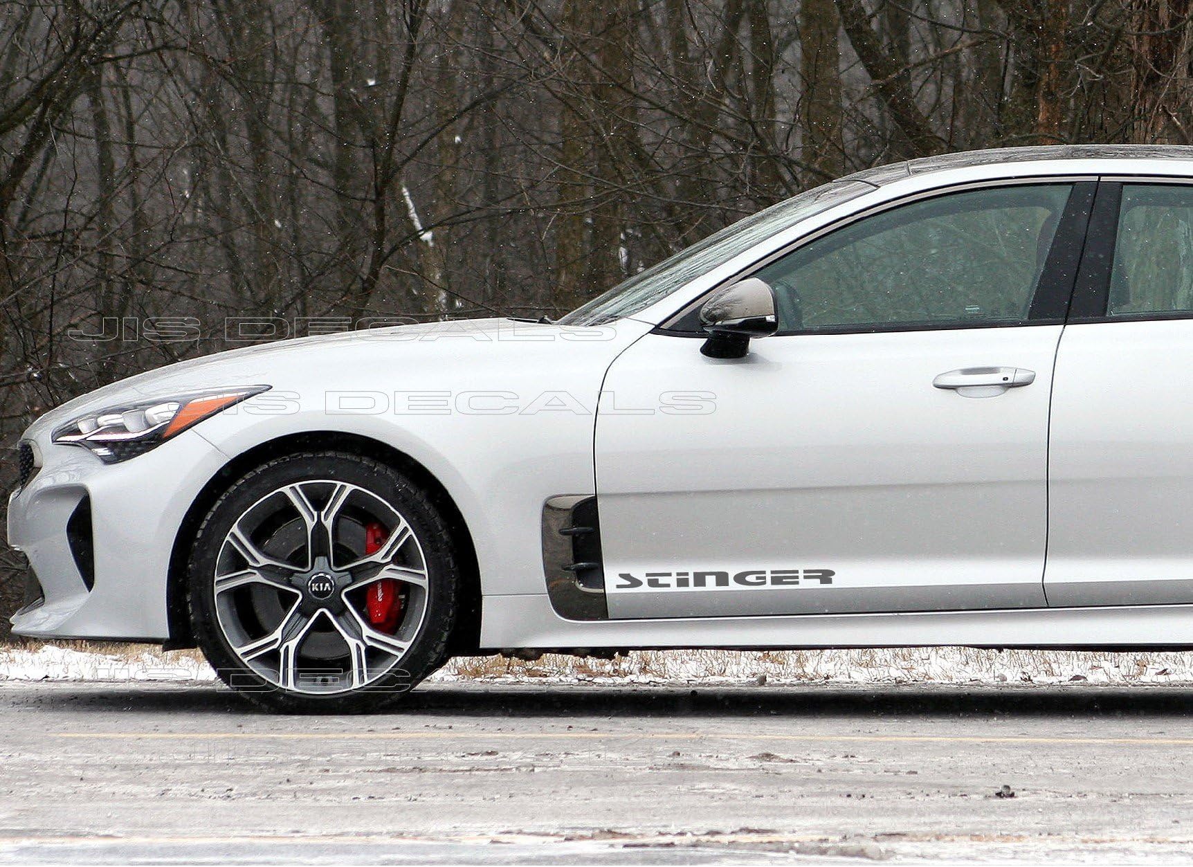 Jis Decals Generic KIA STINGER DOOR DECALS (DARK GRAY) 20 INCH