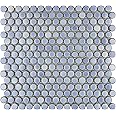 Merola Tile Hudson Penny Round Forst Blue 11-7/8" x 12-5/8" Porcelain Floor and Wall Tile