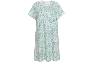 AVIIER 100% Cotton Hospital Gowns for Women Open Back Adaptive Clothing Nightgown Post Shoulder Surgery Patient Gown
