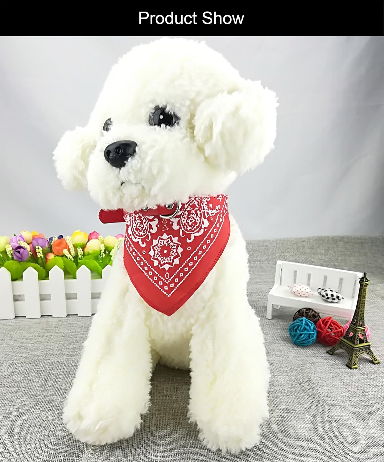 Newtensina Fashion Dog Bandana Collar Dog Collar Boy Medium Bandana Puppy Bandana with Collar for Dogs - Red - M - Image 4