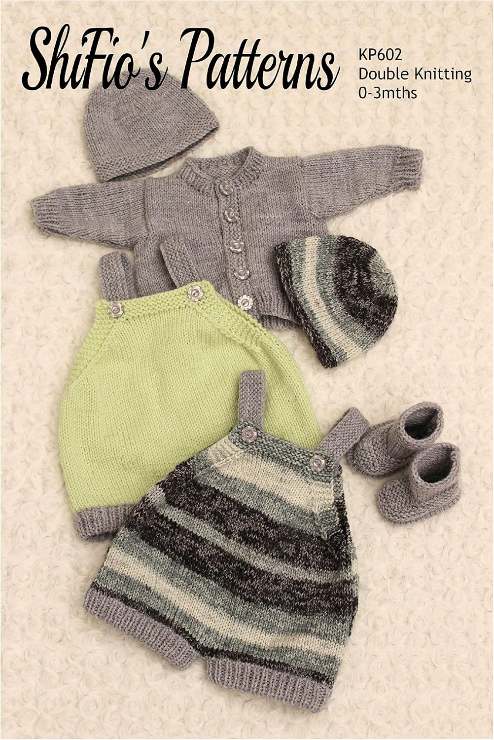 ShiFio's Patterns Knitting Pattern for Romper Suit Cardigan, Hat and Matching Booties, Baby Double Knitting Pattern