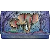 Anna by Anuschka Women's Hand-Painted Original Leather RFID Checkbook Clutch Wallet