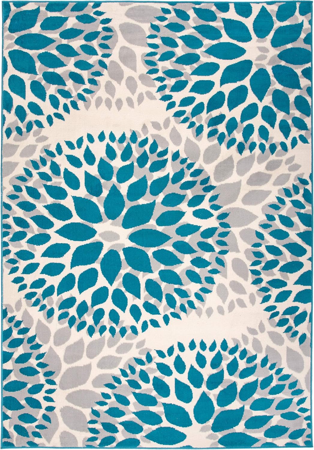Modern Floral Circles Design Area Rugs 5' X 7' Blue: Furniture & Decor