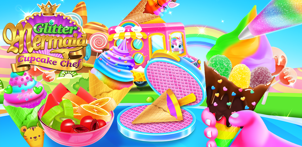 Mermaid Glitter Cupcake Chef - Ice Cream Cone Game