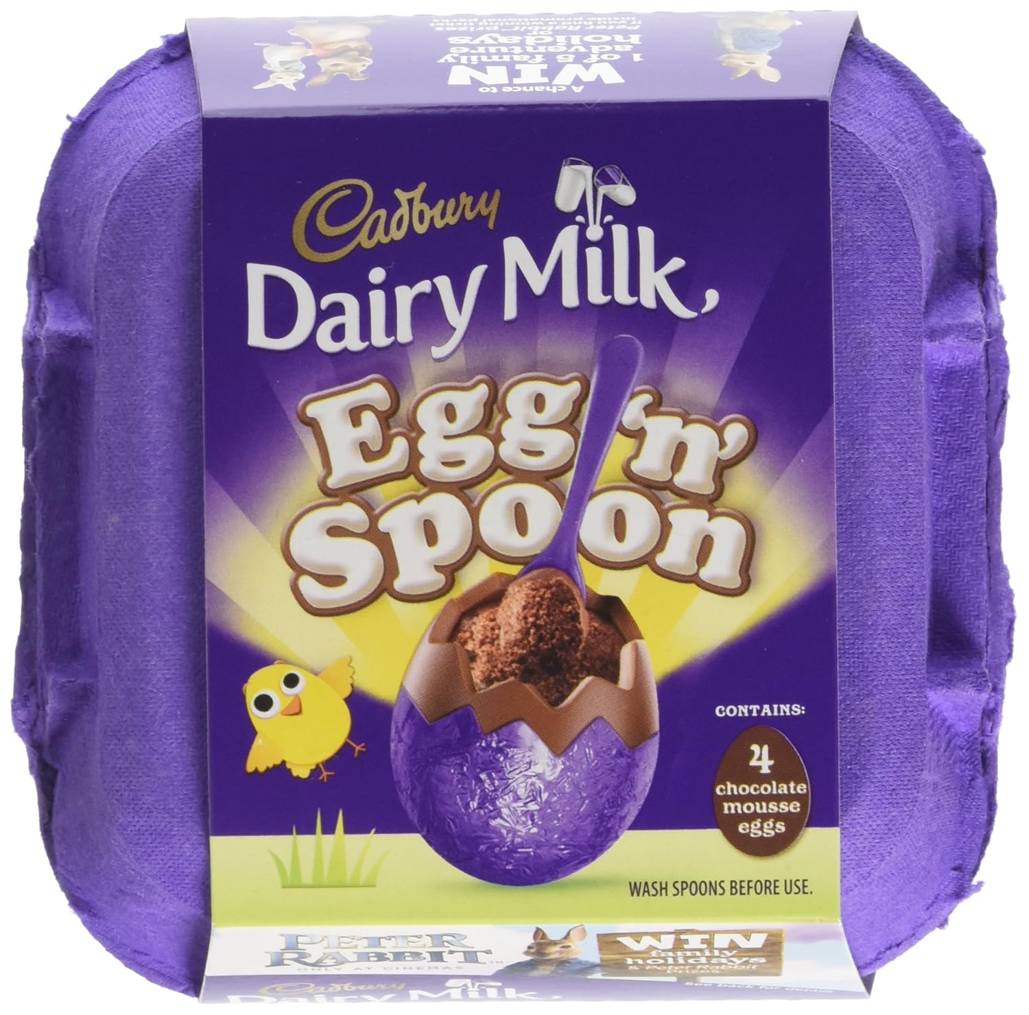 Cadbury Double Chocolate 4 Egg and Spoon 136g (Pack of 8, Total 32 Eggs