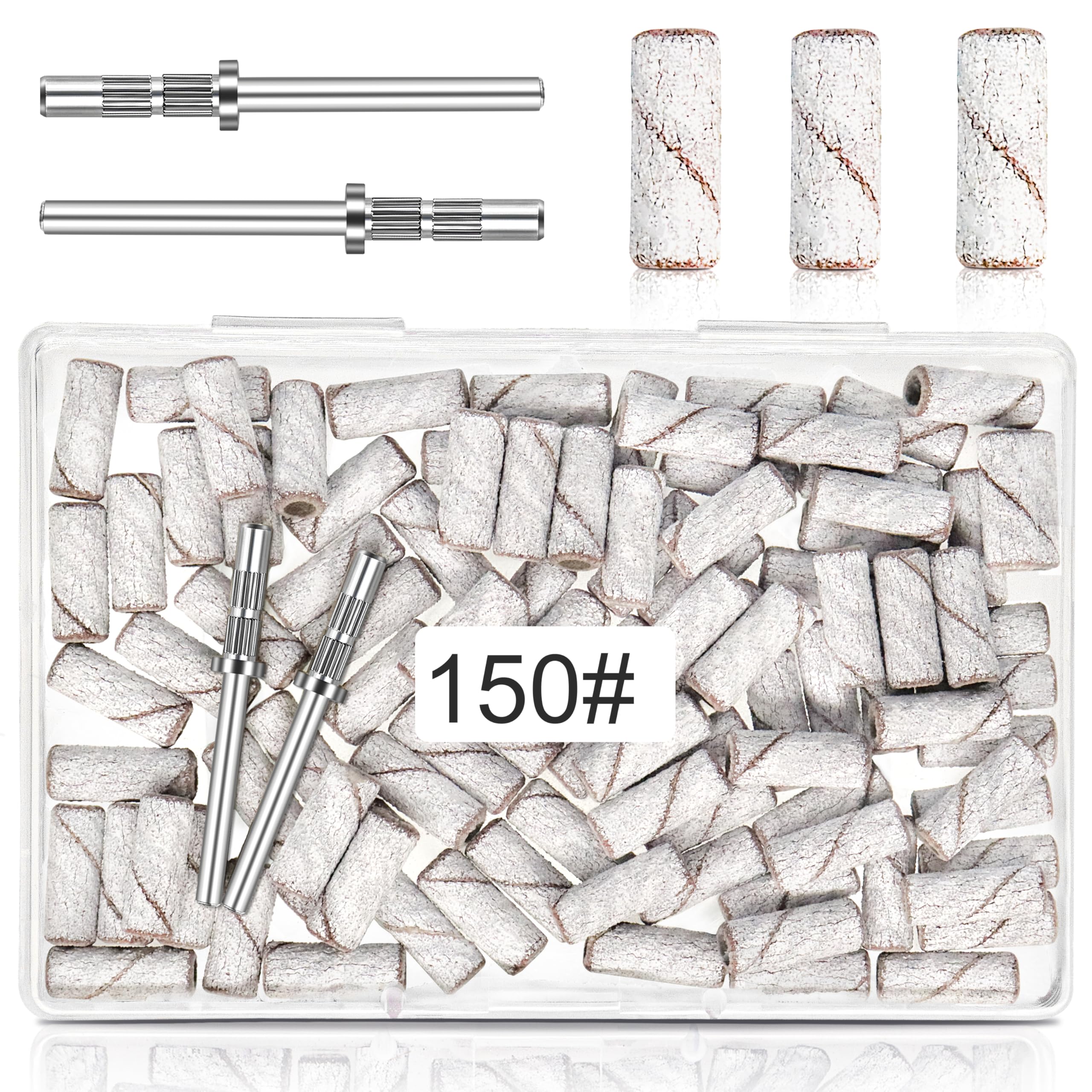 100 Pcs Small Sanding Bands for Nails - 150 Grit 3.1 MM Mini Bands for Manicures and Pedicure - Upgrade Medium Grits for Polish Acrylic Gel — image 1