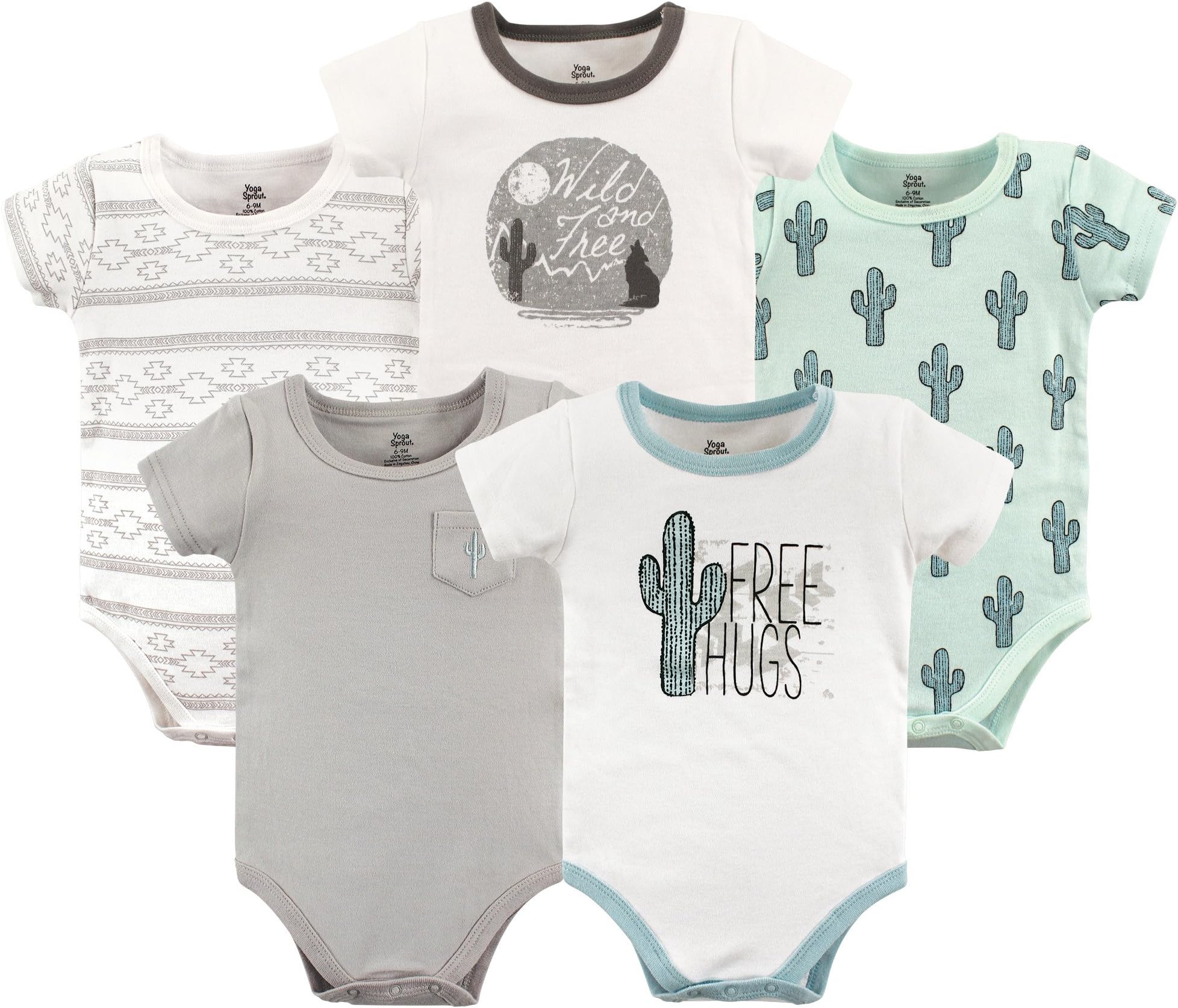 Yoga SproutCotton Bodysuit, 5 Pack