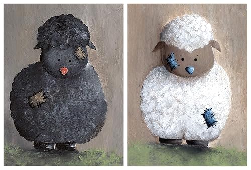 Amazon Com Little White And Black Sheep Giclee Print Painting