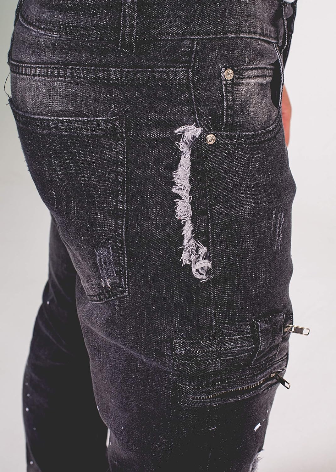 black jeans with zippers on bottom