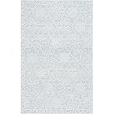 SAFAVIEH Micro-Loop Collection Area Rug - 5' x 8', Light Grey & Ivory, Handmade Floral Wool, Ideal for High Traffic Areas in 