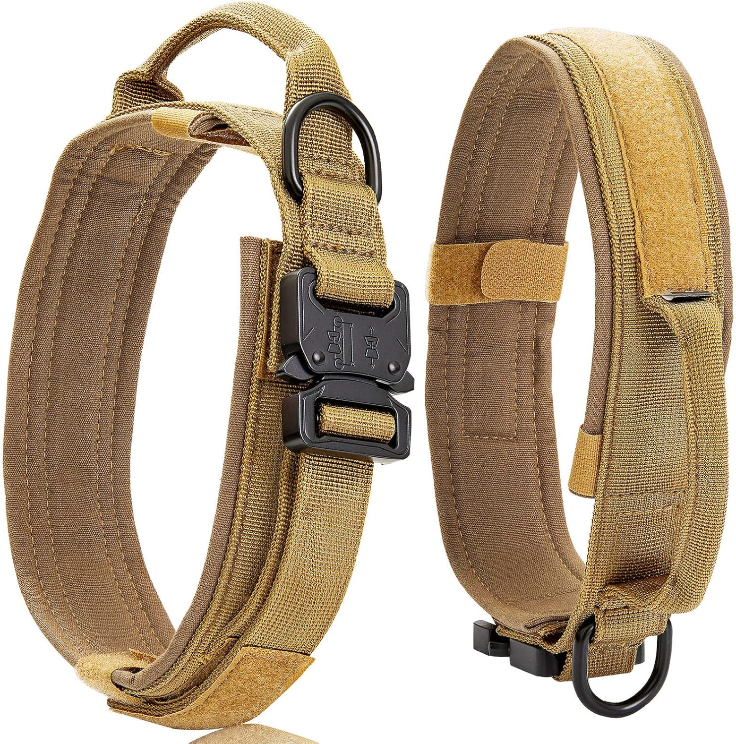 Heavy Duty Strong 1.5" Wide Adjustable Tactical Military Nylon Dog Training Collar with Stainless Steel Metal Buckle Control Handle Collars for Large Medium Small Dogs, M/L/XL Khaki/Green/Black Colors : Kitchen & Dining