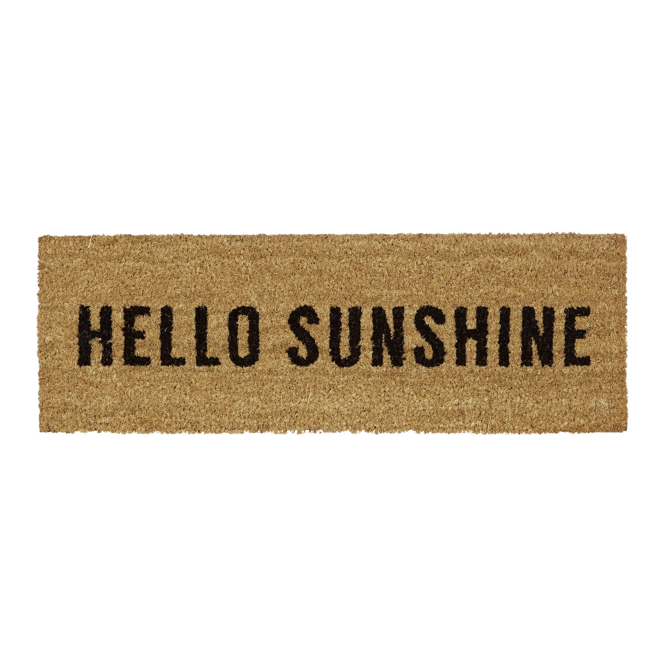 Relaxdays Narrow Coir Doormat "Hello Sunshine" Floor Mat made of PVC Rubber & Coir, Suitable for Balcony Patio Hallway, Welcome Mat for Indoors and Outdoors: 1.5 x 75 x 25 cm