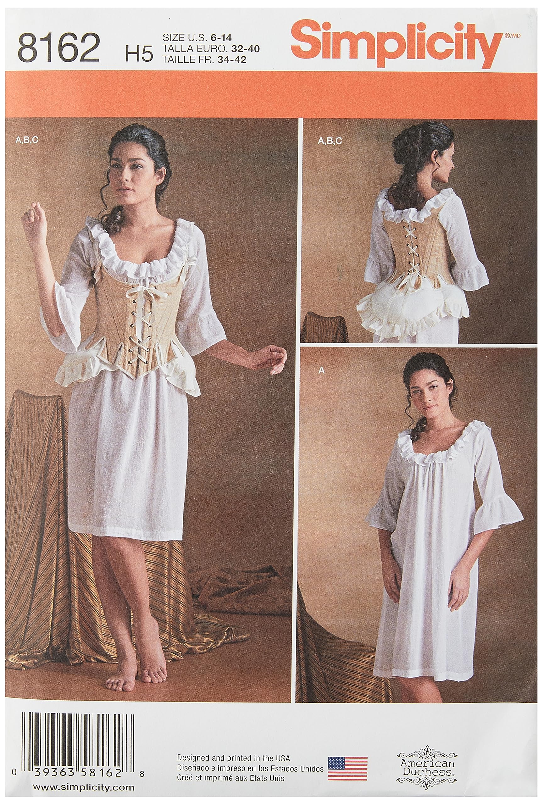Simplicity Pattern 8162 Misses' 18th Century Undergarments, Paper, White, Carpet Uni Terracotta Size: 160x230cm