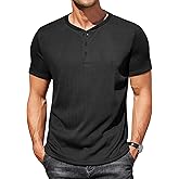 COOFANDY Men's Henley Shirts Short Sleeve Casual Tee Summer Button Henley Soild T Shirts