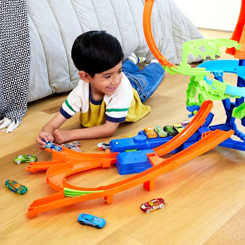 Stunt Track Choque Aéreo y Coche Juguete de Metal a Escala 1:64
