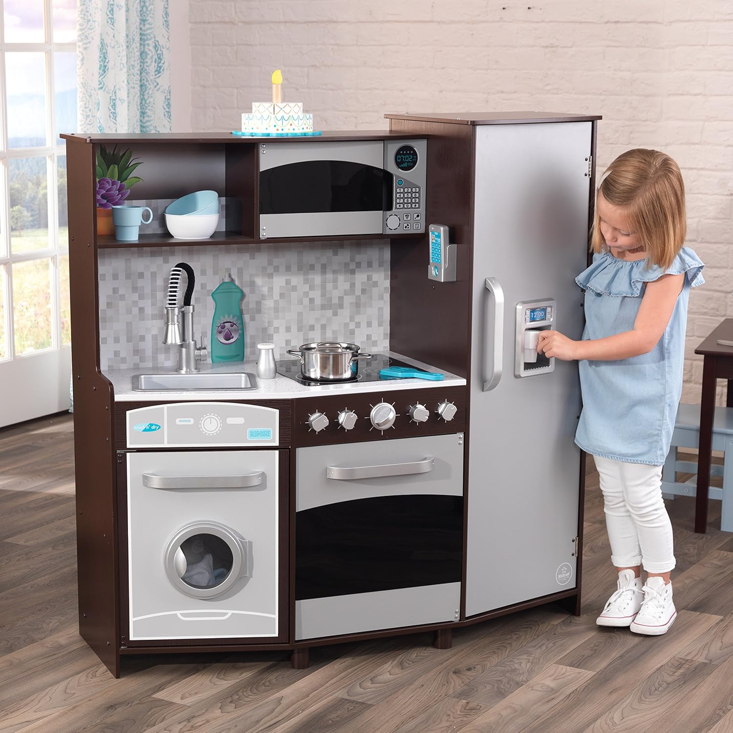 Real Food Appliances Espresso Kidkraft Large Play Kitchen With