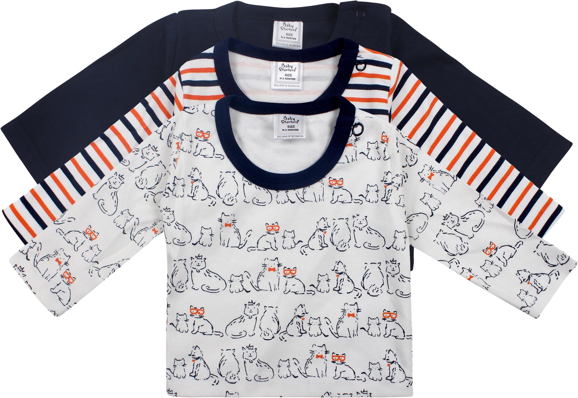 Baby Grow Baby-Girl's T-Shirt Set of 3(4308_Blue_6-9 Months)