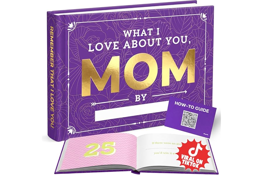BoopZilla Mothers Day Gifts for Mom - What I Love About You Sentimental Book to Fill Out from Daughter Son - Personalized Hardcover Keepsake Fill in Blank Journal Mothers Day Gifts 2026