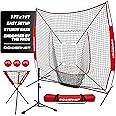PowerNet Baseball Softball Practice Net 7x7 with Baseball Accessories for Practice Pitching, Batting & Fielding, Ball Caddy, Weighted Baseballs, Tee